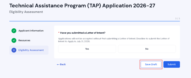 Technical Assistance Program (TAP) Application